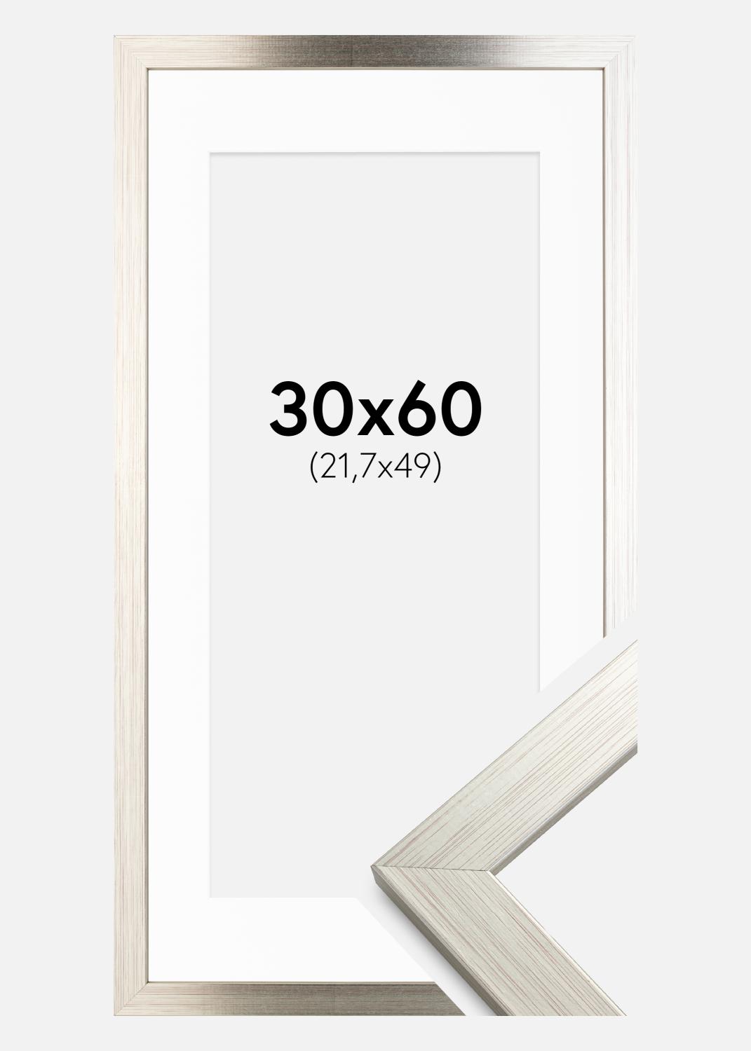 Product Image for Fotolijst Silver Wood 30x60 cm - Passe-partout Wit 22,7x50 cm