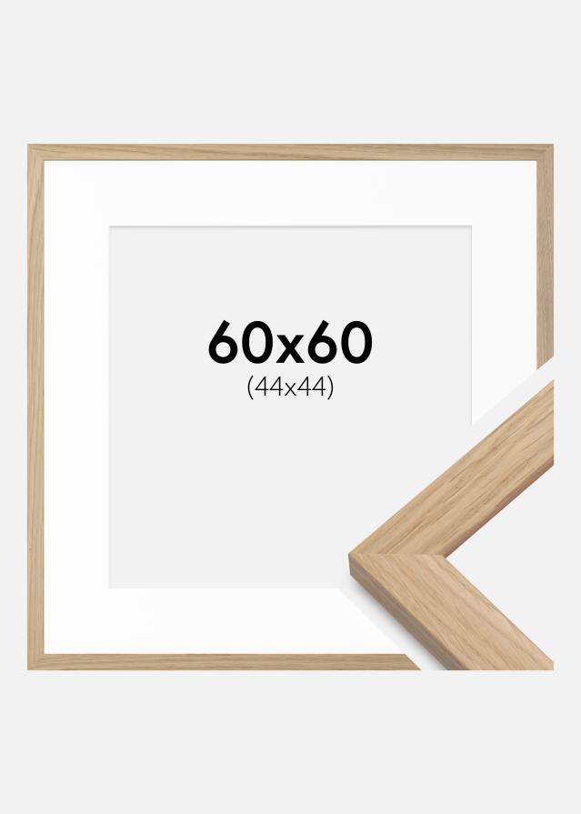Ram med passepartou Fotolijst Oak Wood 60x60 cm - Passe-partout Wit 45x45 cm