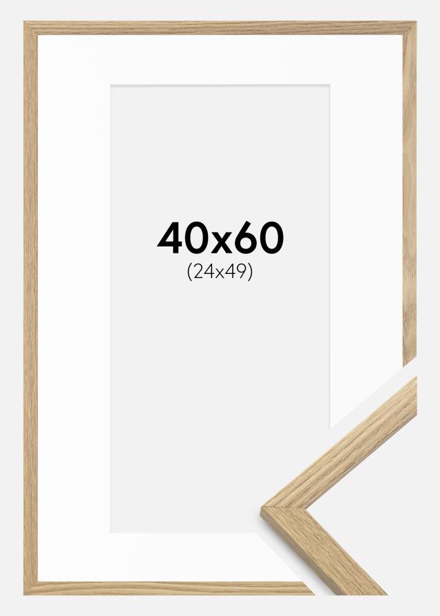 Ram med passepartou Fotolijst Trendy Eiken 40x60 cm - Passe-partout Wit 25x50 cm