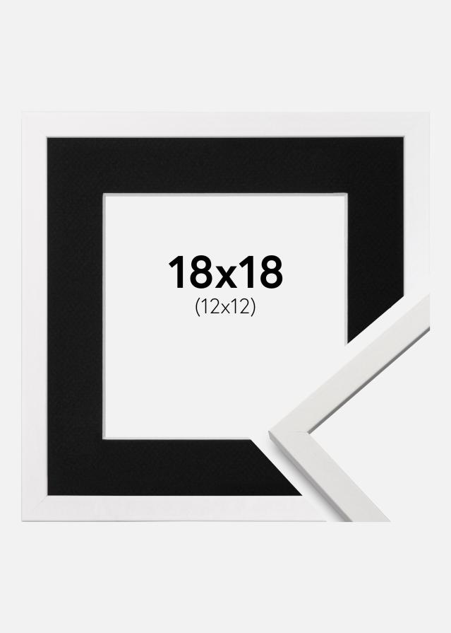 Ram med passepartou Fotolijst Edsbyn Wit 18x18 cm - Passe-partout Zwart 13x13 cm