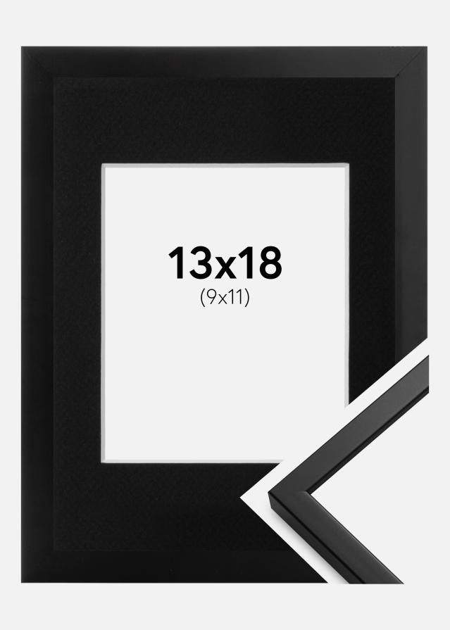 Ram med passepartou Fotolijst Oslo Zwart 13x18 cm - Passe-partout Zwart 10x12 cm