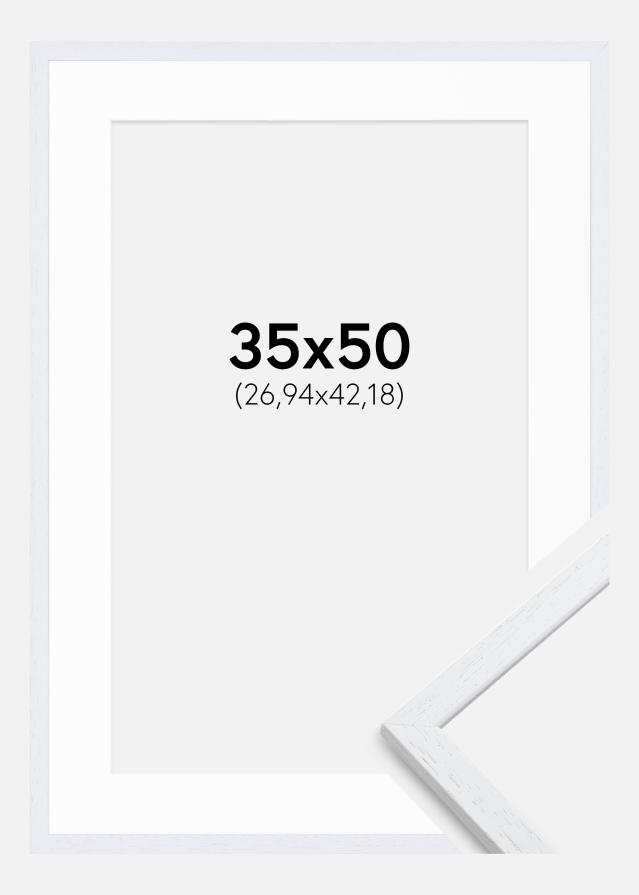 Ram med passepartou Fotolijst Edsbyn Warm White 35x50 cm - Passe-partout Wit 11x17 inches