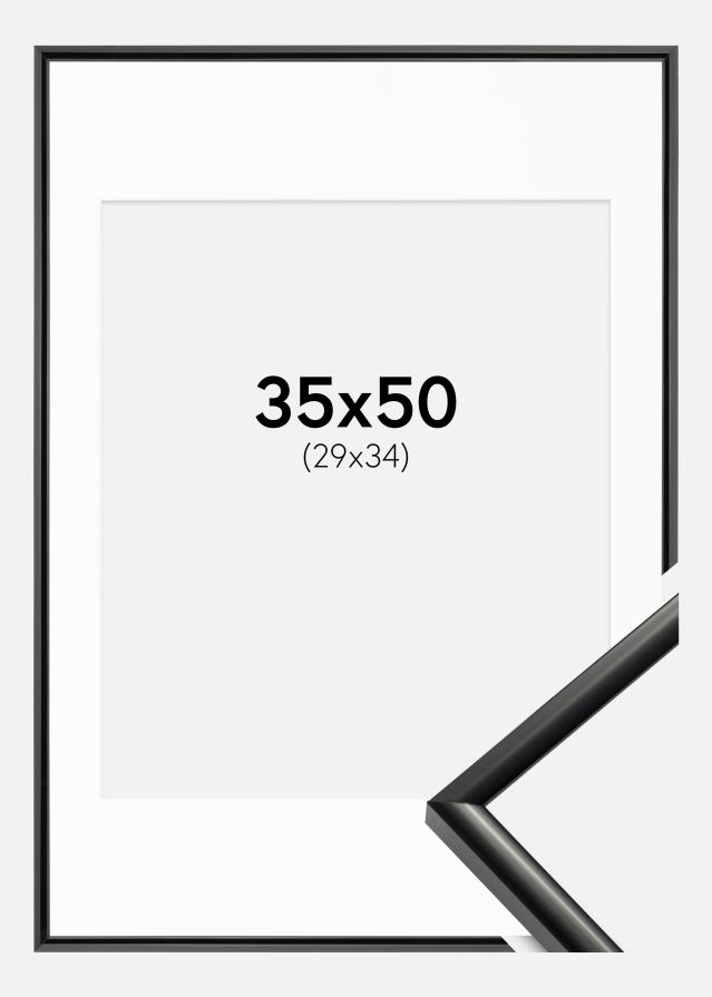 Ram med passepartou Fotolijst New Lifestyle Zwart 35x50 cm - Passe-partout Wit 30x35 cm