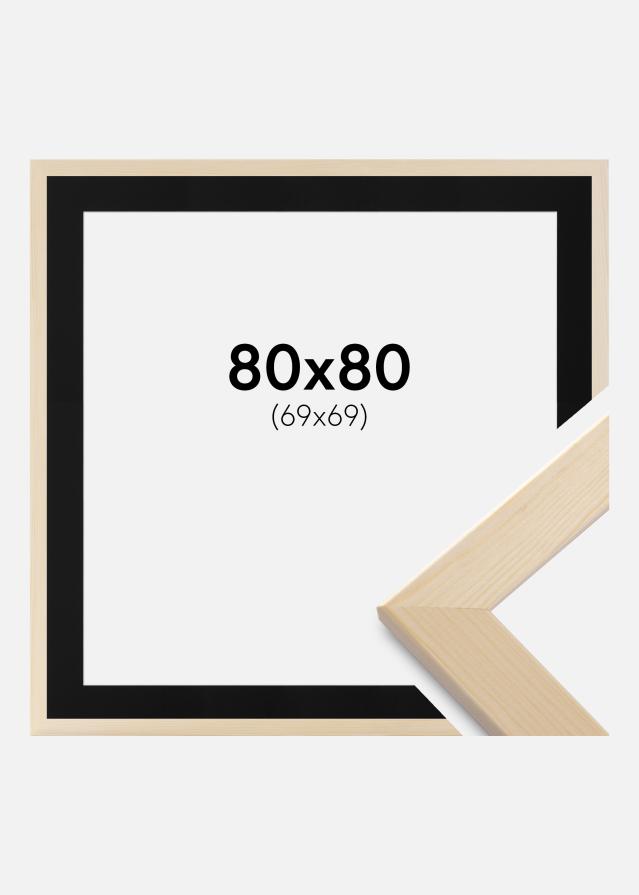 Ram med passepartou Fotolijst Trendline Nature 80x80 cm - Passe-partout Zwart 70x70 cm