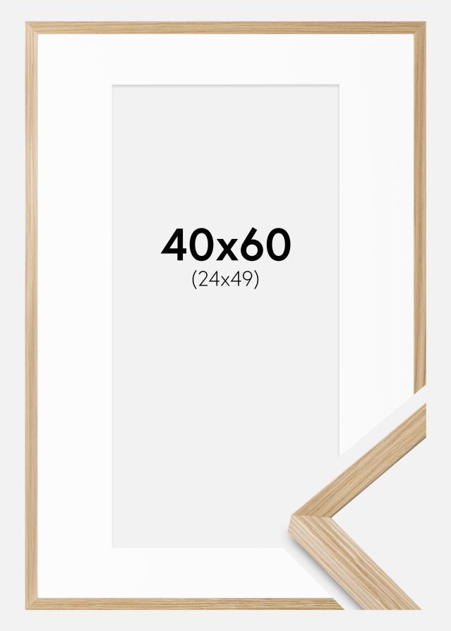 Ram med passepartou Fotolijst Soul Oak Veneer 40x60 cm - Passe-partout Wit 25x50 cm