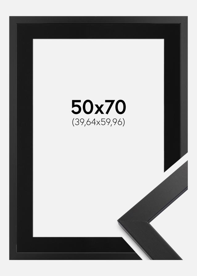 Ram med passepartou Fotolijst Black Wood 50x70 cm - Passe-partout Zwart 16x24 inches