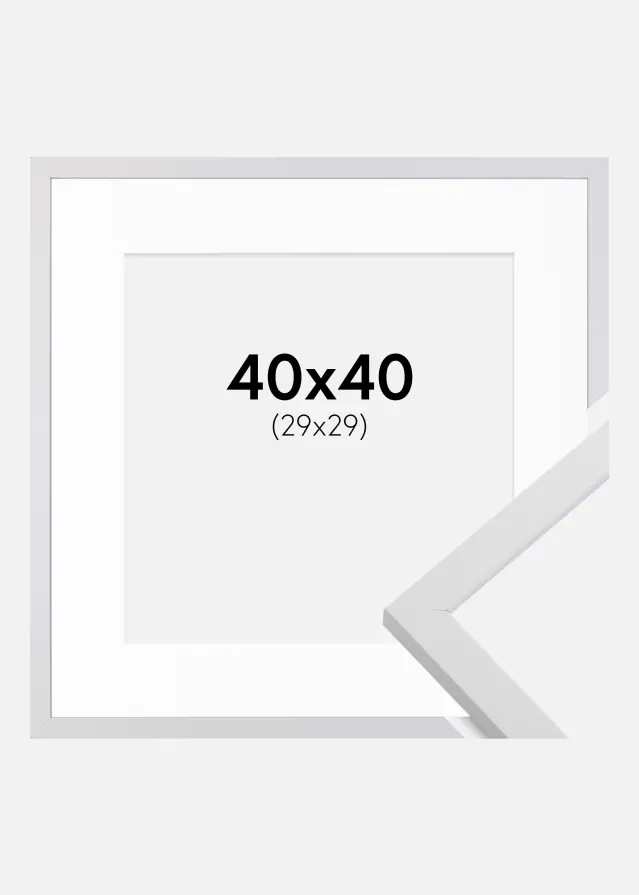Ram med passepartou Fotolijst Trendy Wit 40x40 cm - Passe-partout Wit 30x30 cm