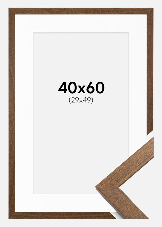 Ram med passepartou Fotolijst Stilren Warm Brown 40x60 cm - Passe-partout Wit 30x50 cm