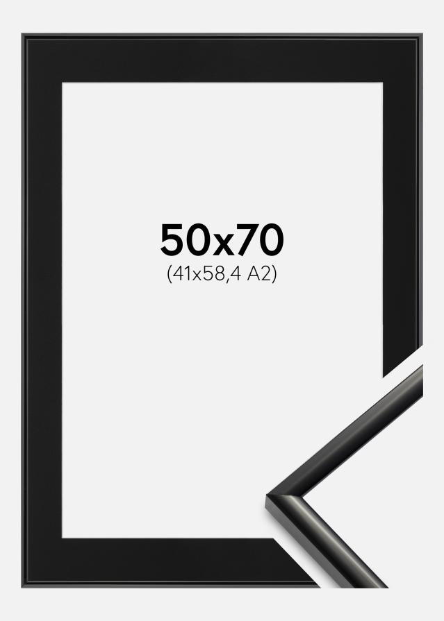 Ram med passepartou Fotolijst New Lifestyle Zwart 50x70 cm - Passe-partout Zwart 42x59,4 cm (A2)