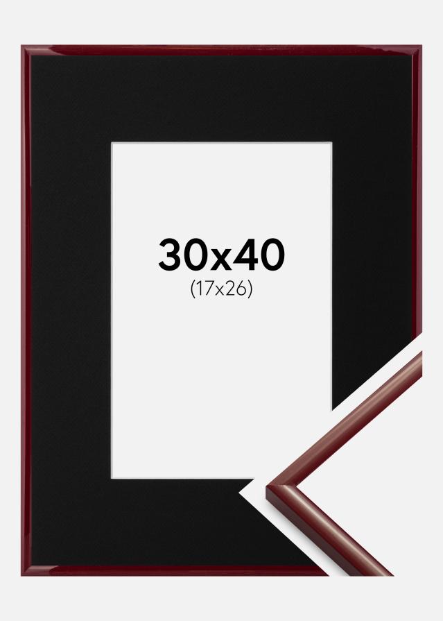 Ram med passepartou Fotolijst New Lifestyle Donkerrood 30x40 cm - Passe-partout Zwart 18x27 cm