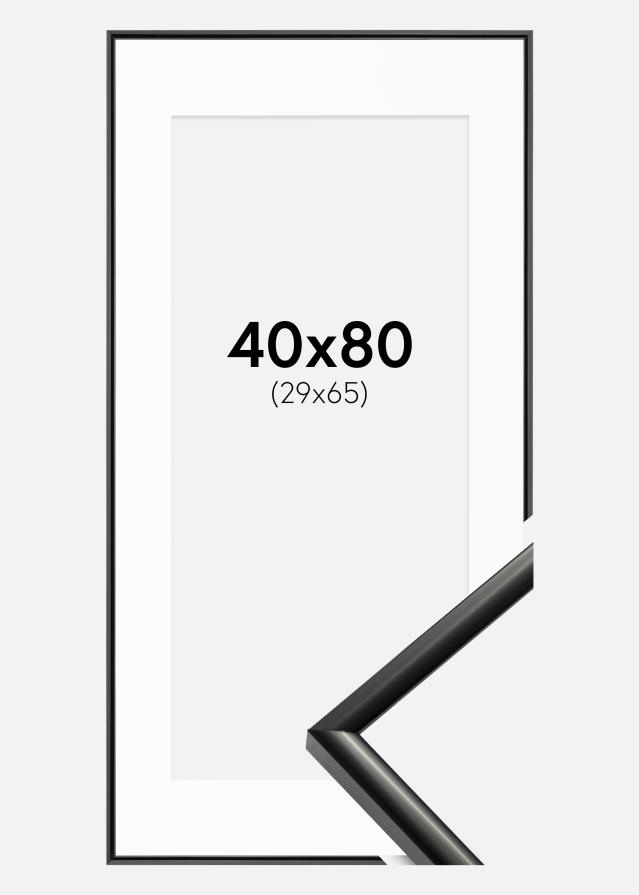 Ram med passepartou Fotolijst New Lifestyle Zwart 40x80 cm - Passe-partout Wit 30x66 cm
