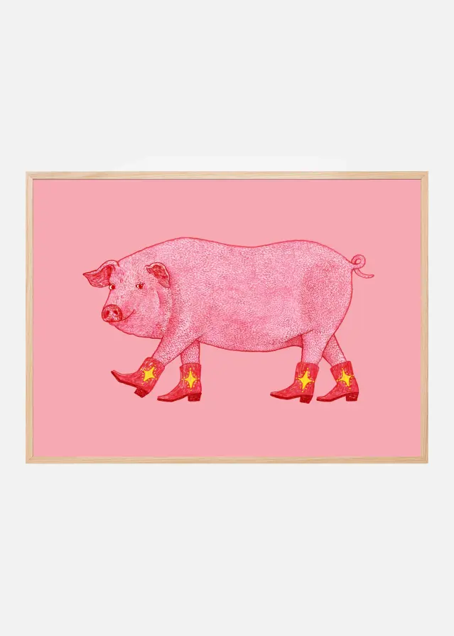 Bildverkstad Marjorie the Cowgirl Pig Poster