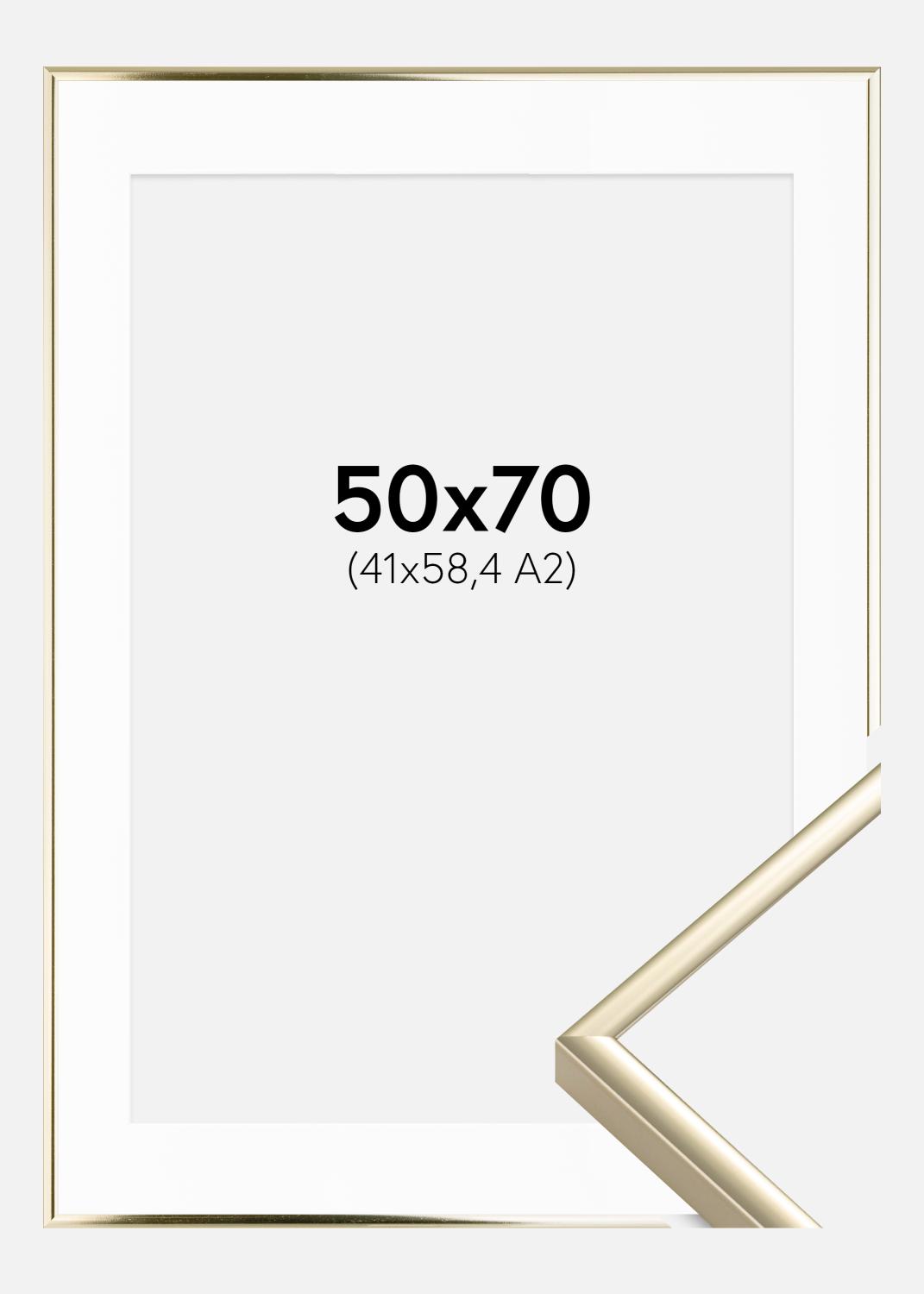 Product Image for Fotolijst Aluminium Glanzend Goud 50x70 cm - Passe-partout Wit 42x59,4 cm (A2)