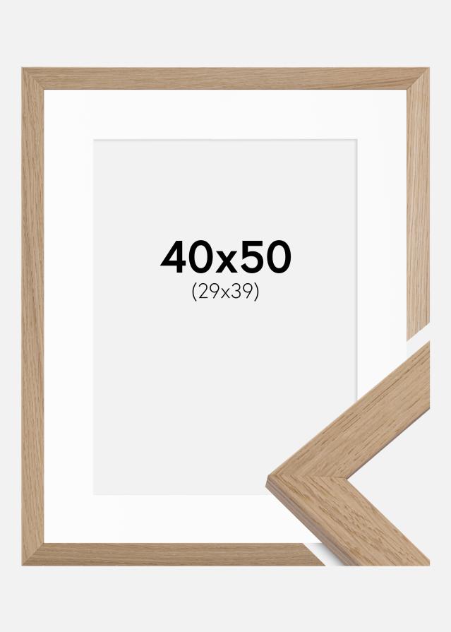 Ram med passepartou Fotolijst Trendline Eiken 40x50 cm - Passe-partout Wit 30x40 cm