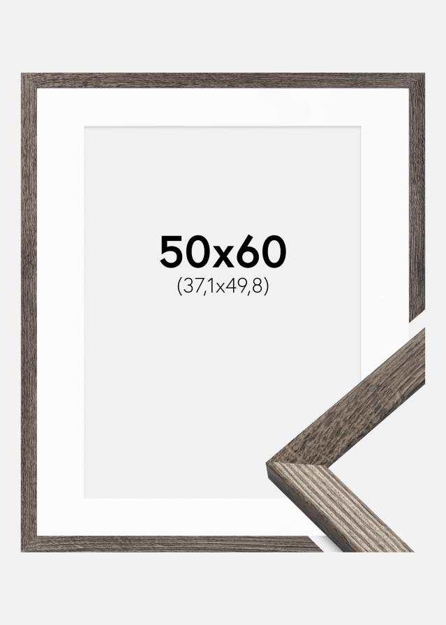 Ram med passepartou Fotolijst Fiorito Walnoot 50x60 cm - Passe-partout Wit 15x20 inches