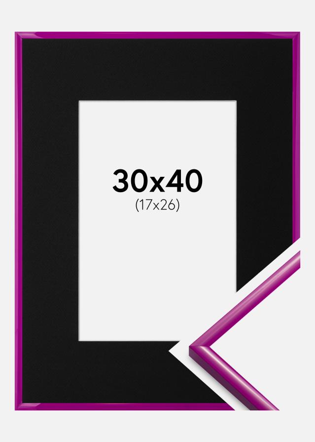 Ram med passepartou Fotolijst New Lifestyle Fuchsia 30x40 cm - Passe-partout Zwart 18x27 cm