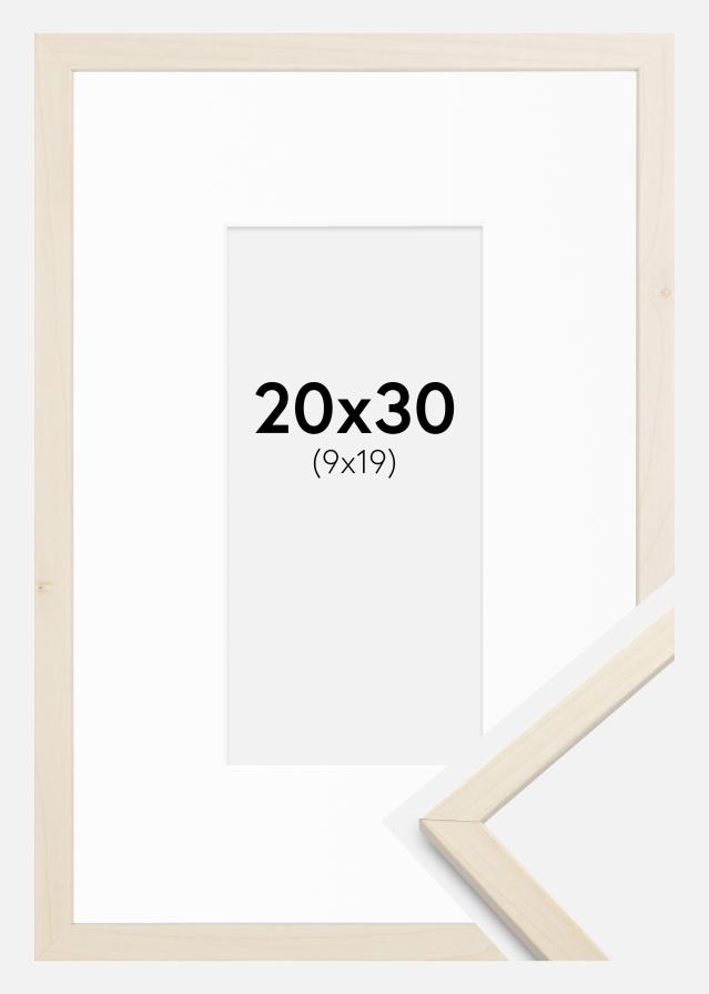 Ram med passepartou Fotolijst Edsbyn Esdoorn 20x30 cm - Passe-partout Wit 10x20 cm