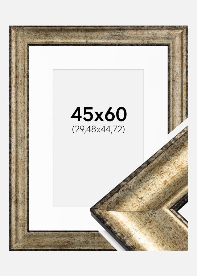 Ram med passepartou Fotolijst Saltsjöbaden Antiek Goud 45x60 cm - Passe-partout Wit 12x18 inches