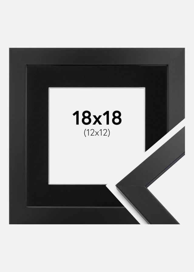 Ram med passepartou Fotolijst Black Wood 18x18 cm - Passe-partout Zwart 13x13 cm