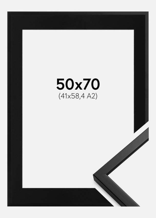 Ram med passepartou Fotolijst Oslo Zwart 50x70 cm - Passe-partout Zwart 42x59,4 cm (A2)