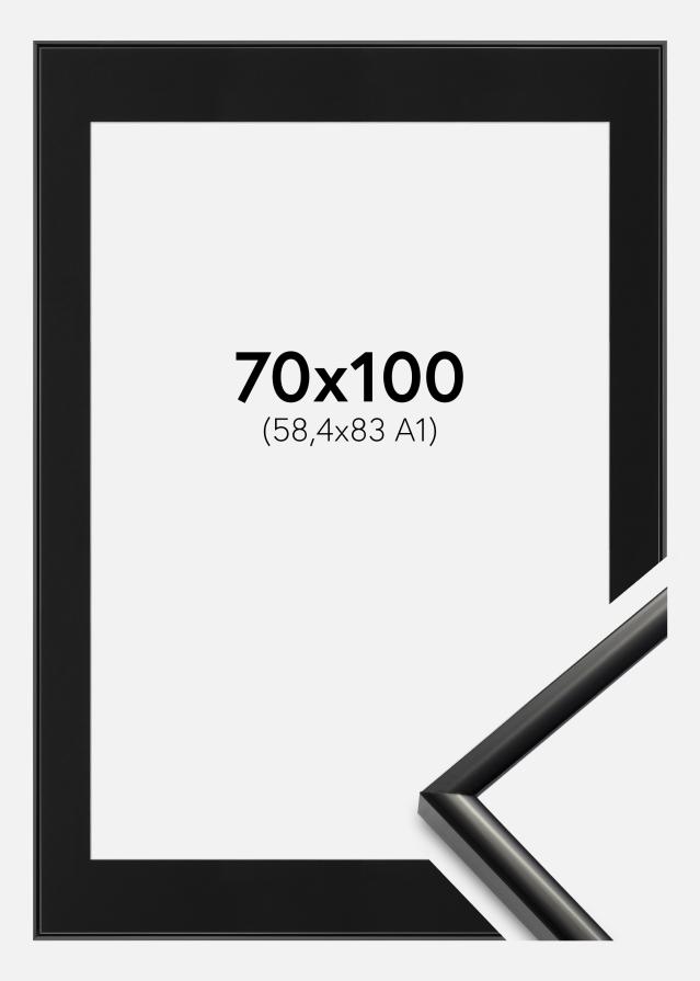 Ram med passepartou Fotolijst New Lifestyle Zwart 70x100 cm - Passe-partout Zwart 59,4x84 cm (A1)
