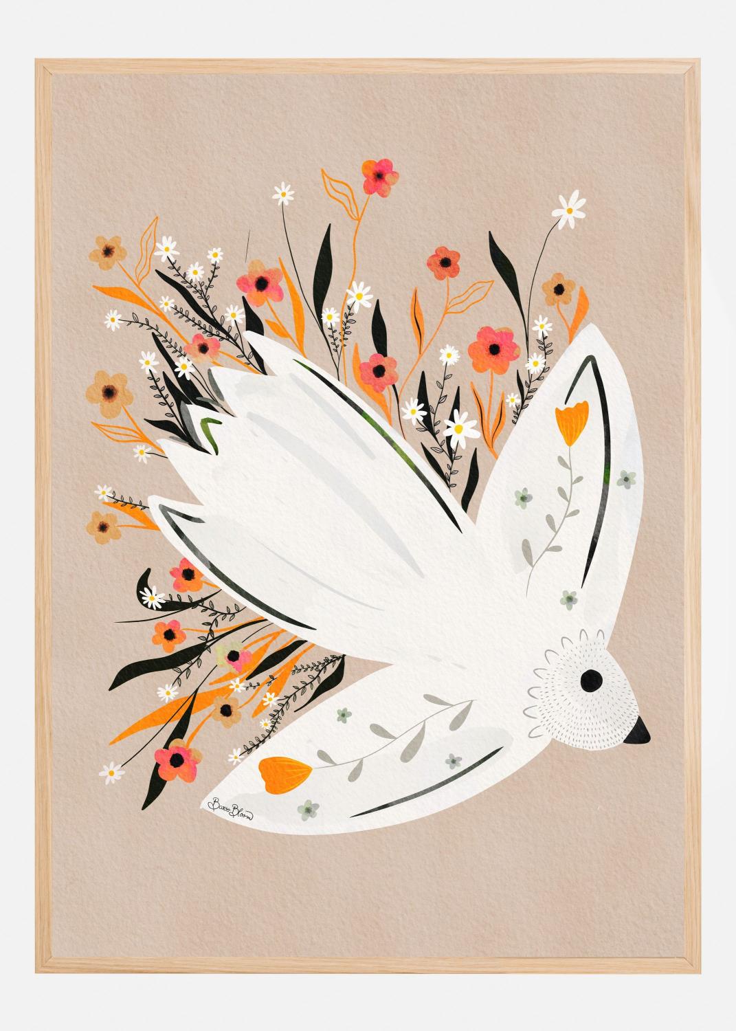 Product Image for Seagull in Flowers illustration Poster (21x29.7 cm (A4))