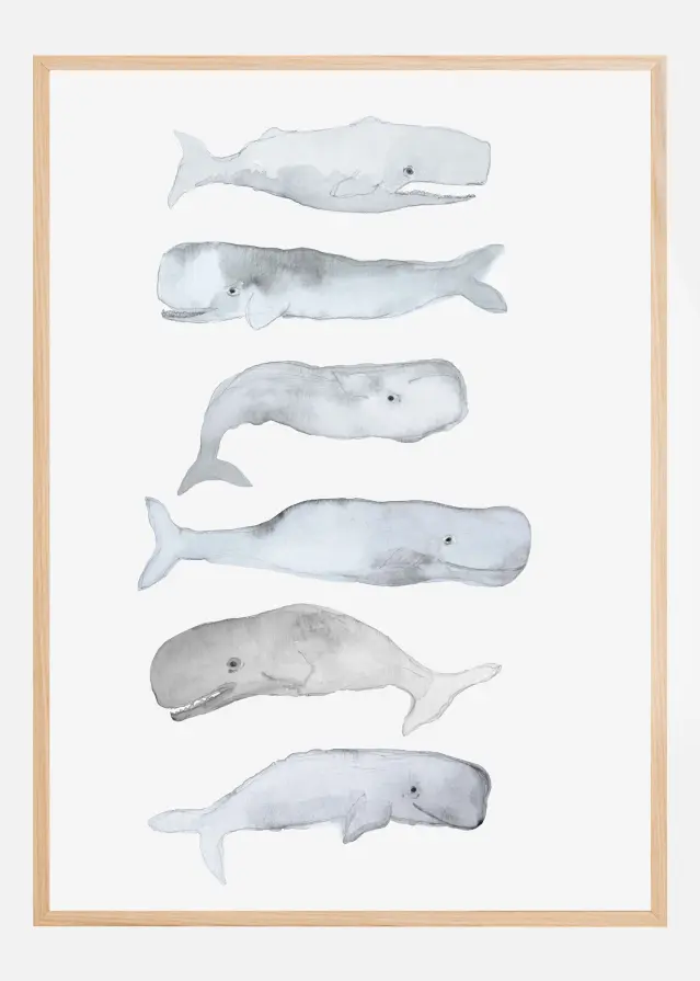 Bildverkstad Kids Line Whale Art Poster