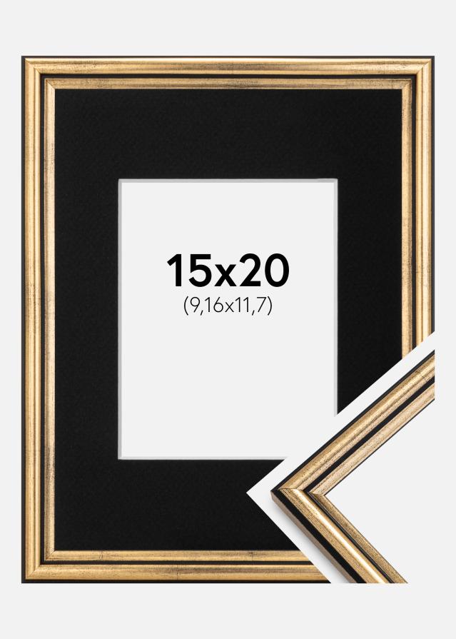 Ram med passepartou Fotolijst Horndal Goud 15x20 cm - Passe-partout Zwart 4x5 inches