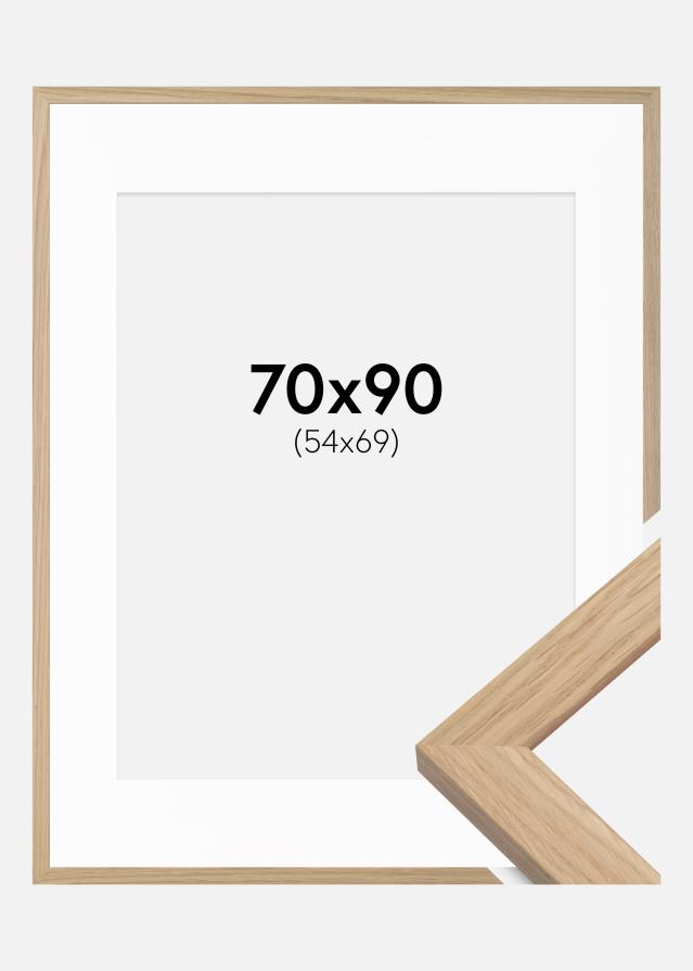 Ram med passepartou Fotolijst Oak Wood 70x90 cm - Passe-partout Wit 55x70 cm