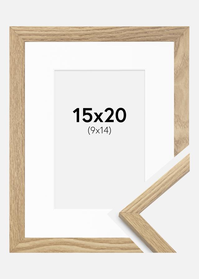 Ram med passepartou Fotolijst Trendy Eiken 15x20 cm - Passe-partout Wit 10x15 cm