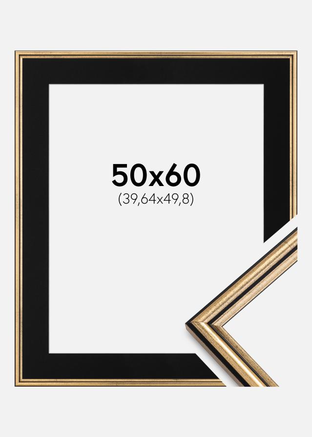 Ram med passepartou Fotolijst Horndal Goud 50x60 cm - Passe-partout Zwart 16x20 inches