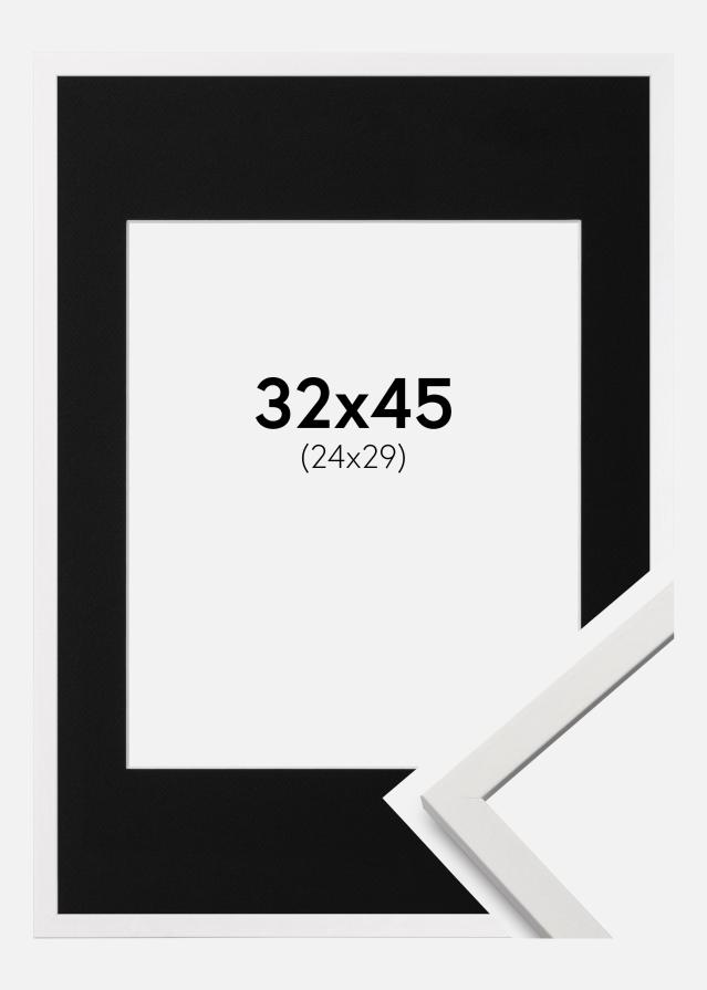 Ram med passepartou Fotolijst Edsbyn Wit 32x45 cm - Passe-partout Zwart 25x30 cm