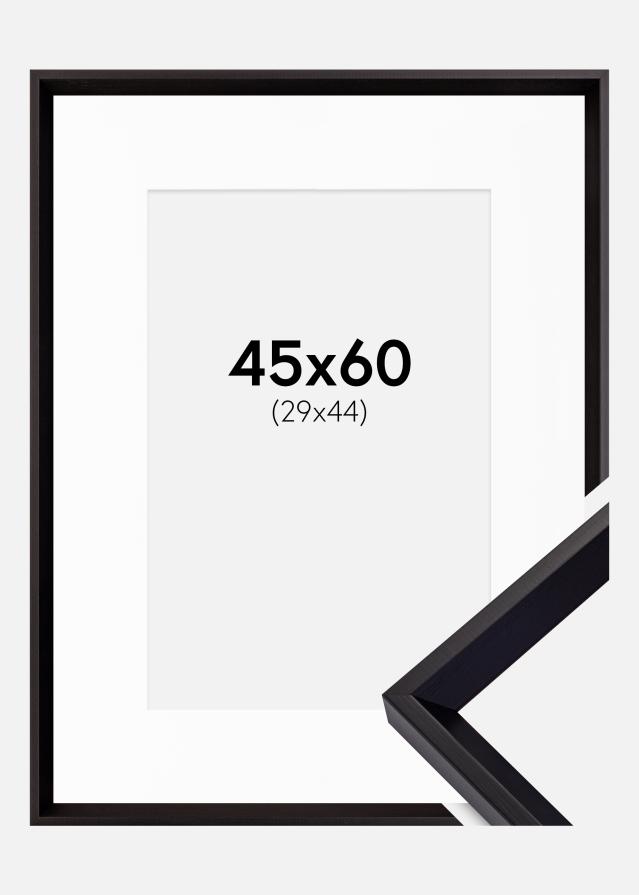 Ram med passepartou Fotolijst Globe Zwart 45x60 cm - Passe-partout Wit 30x45 cm
