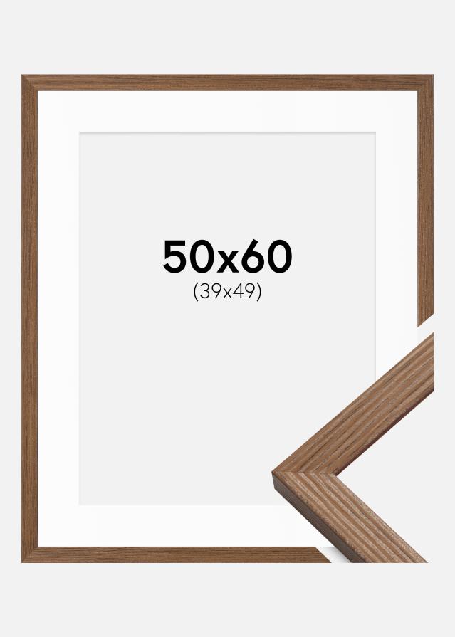 Ram med passepartou Fotolijst Fiorito Donker Eiken 50x60 cm - Passe-partout Wit 40x50 cm