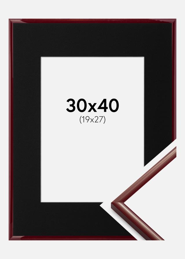 Ram med passepartou Fotolijst New Lifestyle Donkerrood 30x40 cm - Passe-partout Zwart 20x28 cm