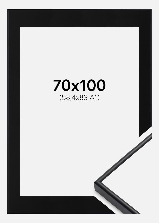 Ram med passepartou Fotolijst Visby Wit 70x100 cm - Passe-partout Zwart 59,4x84 cm (A1)