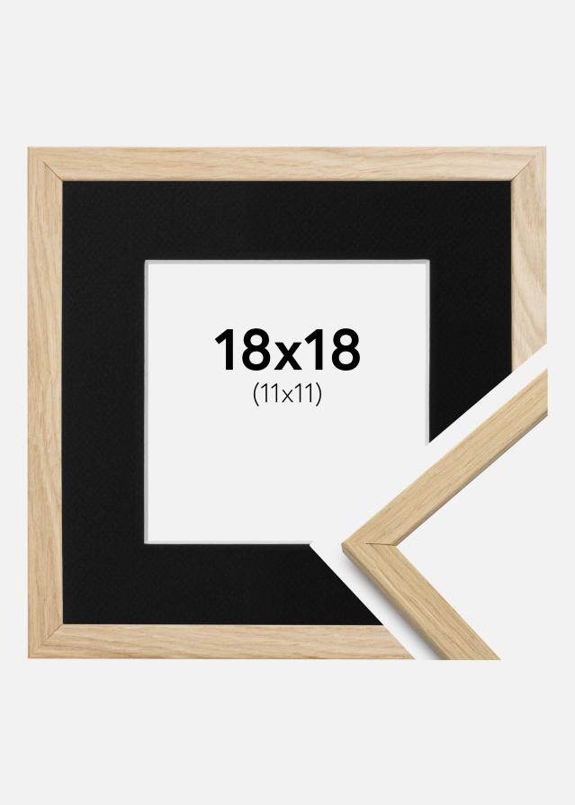 Ram med passepartou Fotolijst Edsbyn Eiken 18x18 cm - Passe-partout Zwart 12x12 cm