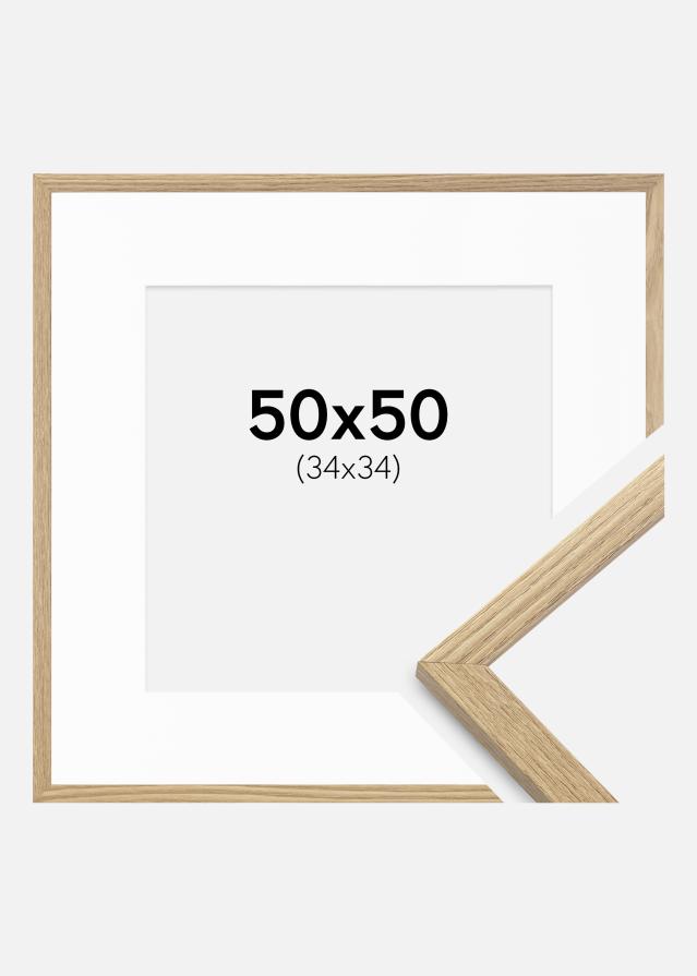 Ram med passepartou Fotolijst Trendy Eiken 50x50 cm - Passe-partout Wit 35x35 cm