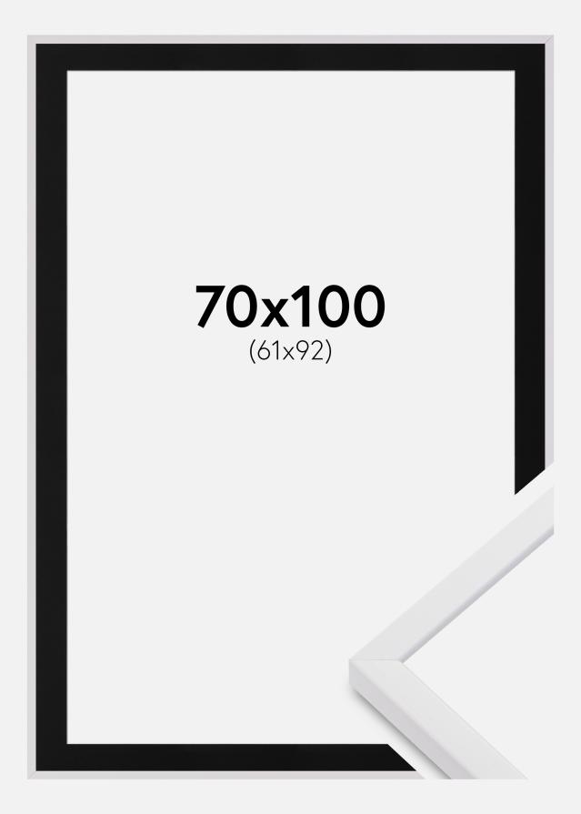 Ram med passepartou Fotolijst E-Line Wit 70x100 cm - Passe-partout Zwart 62x93 cm