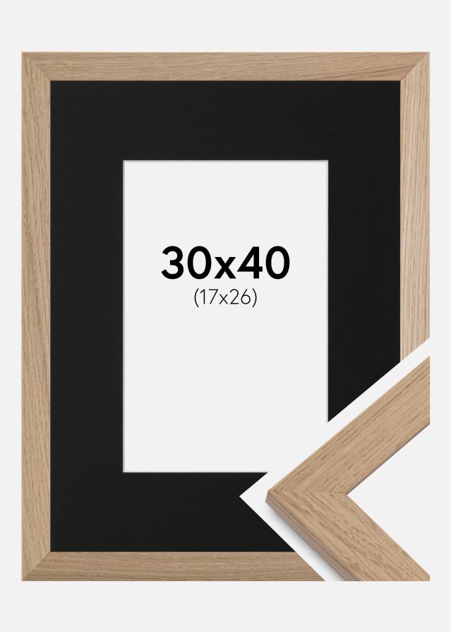 Ram med passepartou Fotolijst Trendline Eiken 30x40 cm - Passe-partout Zwart 18x27 cm