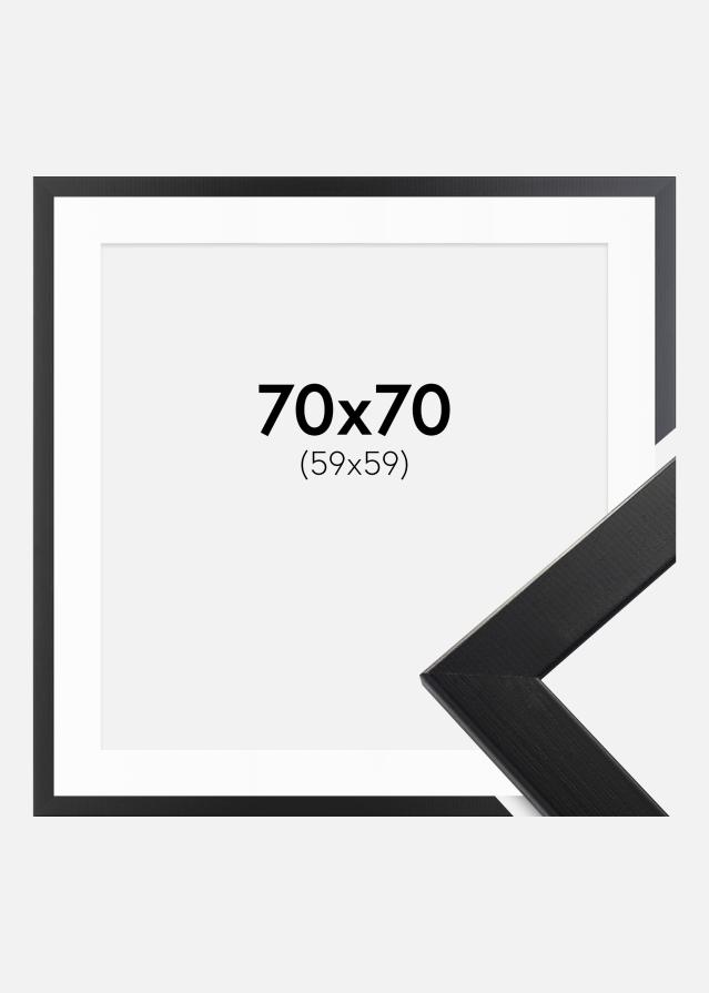 Ram med passepartou Fotolijst Trendline Zwart 70x70 cm - Passe-partout Wit 60x60 cm