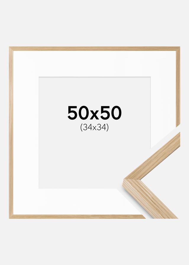 Ram med passepartou Fotolijst Soul Oak Veneer 50x50 cm - Passe-partout Wit 35x35 cm