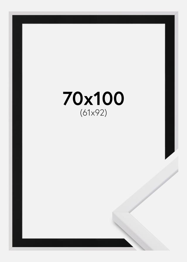 Ram med passepartou Fotolijst E-Line Wide Wit 70x100 cm - Passe-partout Zwart 62x93 cm