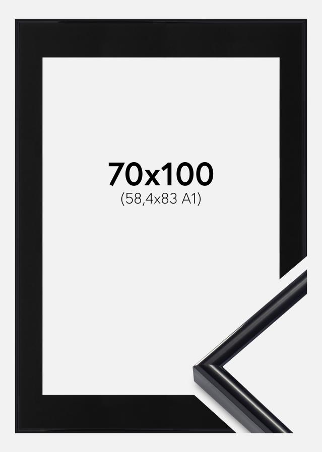 Ram med passepartou Fotolijst Victoria Zwart 70x100 cm - Passe-partout Zwart 59,4x84 cm (A1)