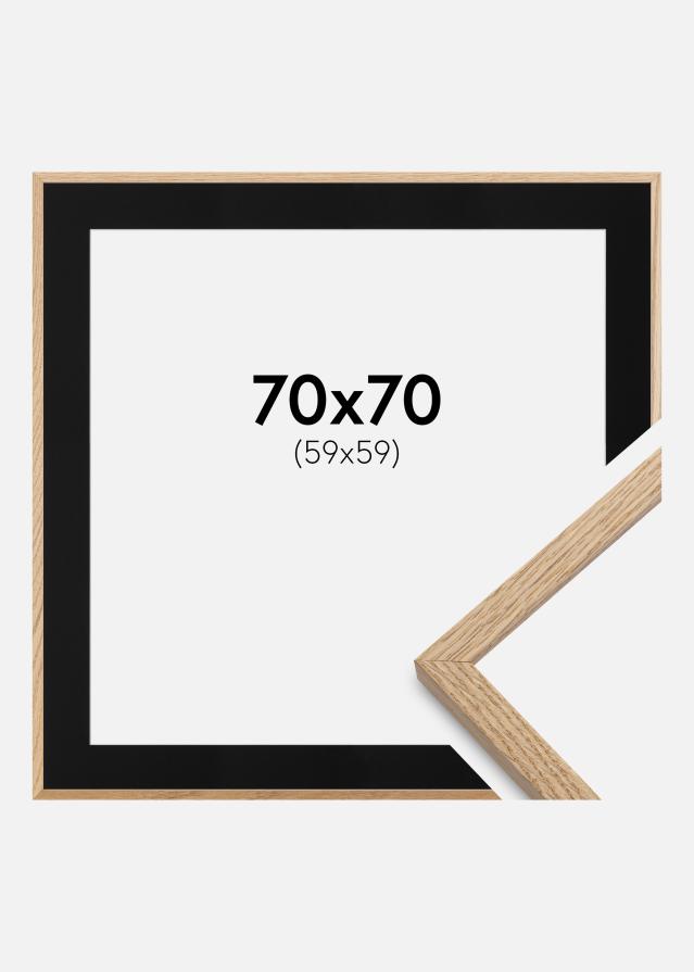 Ram med passepartou Fotolijst Oslo Eiken 70x70 cm - Passe-partout Zwart 60x60 cm