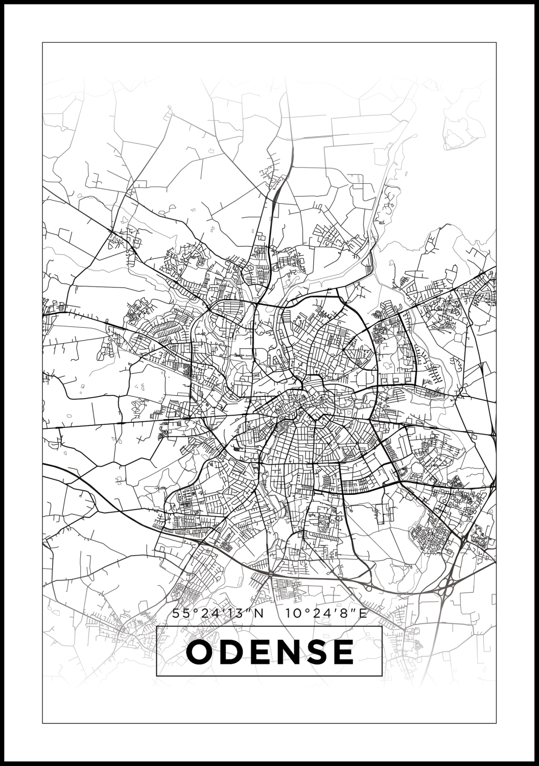 Product Image for Map - Odense - White Poster (21x29,7 cm (A4))