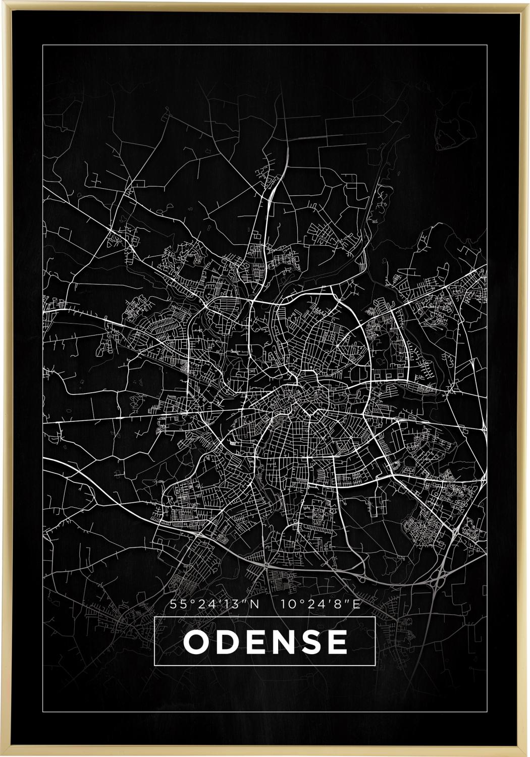 Product Image for Map - Odense - Black Poster (21x29,7 cm (A4))