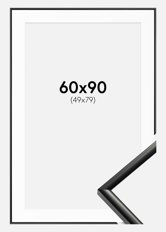 Ram med passepartou Fotolijst New Lifestyle Zwart 60x90 cm - Passe-partout Wit 50x80 cm