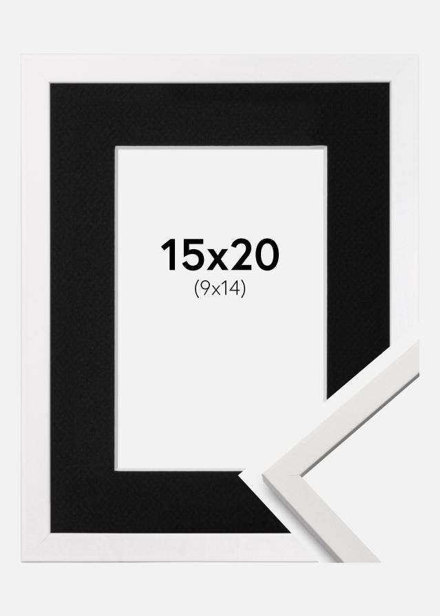 Ram med passepartou Fotolijst Edsbyn Wit 15x20 cm - Passe-partout Zwart 10x15 cm
