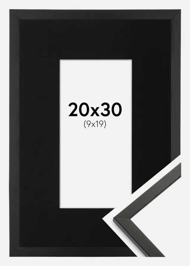 Ram med passepartou Fotolijst Galant Zwart 20x30 cm - Passe-partout Zwart 10x20 cm